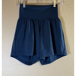 NWT Halara SoftlyZero S/Tall Airy Super High Waisted Cool Touch Yoga Shorts Blue